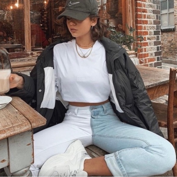 NWT Color block Adika Jeans White and Light Blue Women Size L - Picture 6 of 12